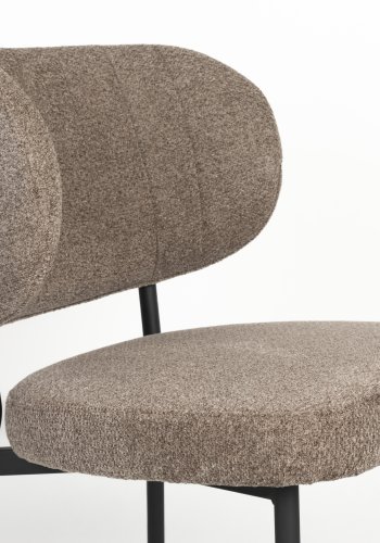 WHITE LABEL LIVING Sanne spisestol - brownie brun polyester og sort stl