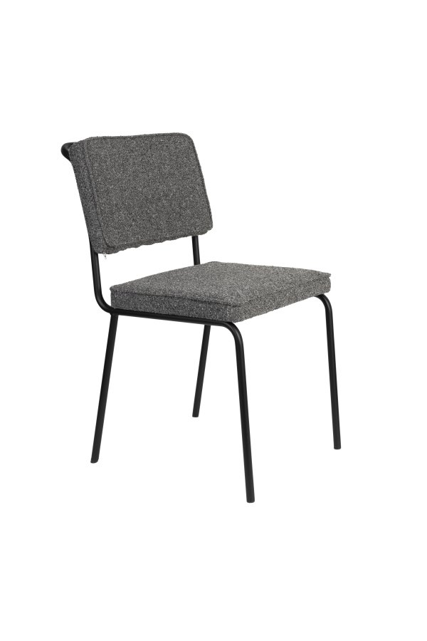 ZUIVER Buddy spisestuestol - grtt boucléstoff og svart metall