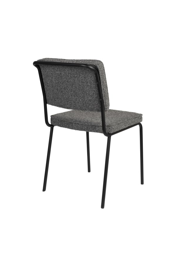 ZUIVER Buddy spisestuestol - grtt boucléstoff og svart metall