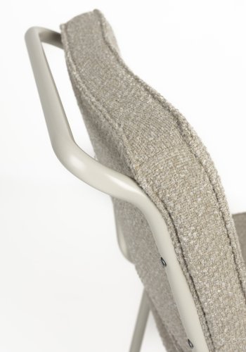 Esszimmerstuhl ZUIVER Buddy – beigefarbener Bouclé-Stoff und beigefarbenes Metall