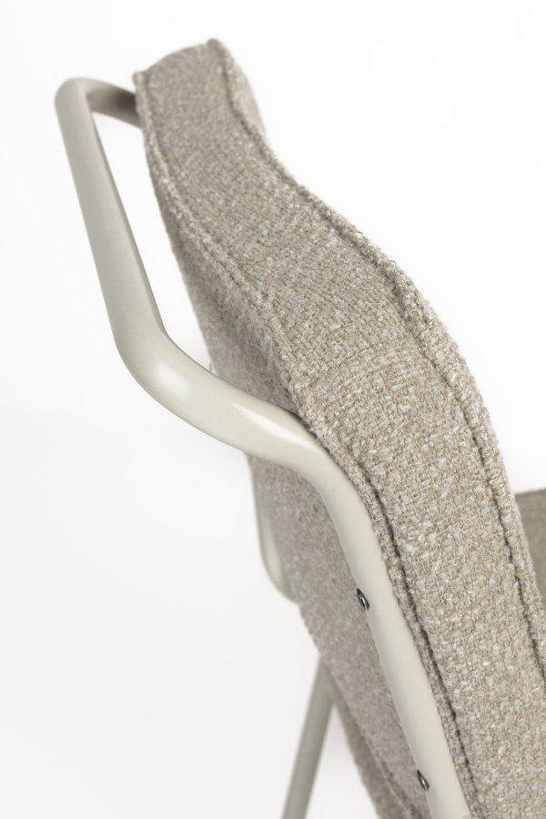 Esszimmerstuhl ZUIVER Buddy – beigefarbener Bouclé-Stoff und beigefarbenes Metall