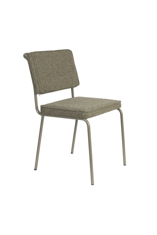 ZUIVER Buddy spisebordstol - olivengrnt boucléstoff og olivengrnt metall