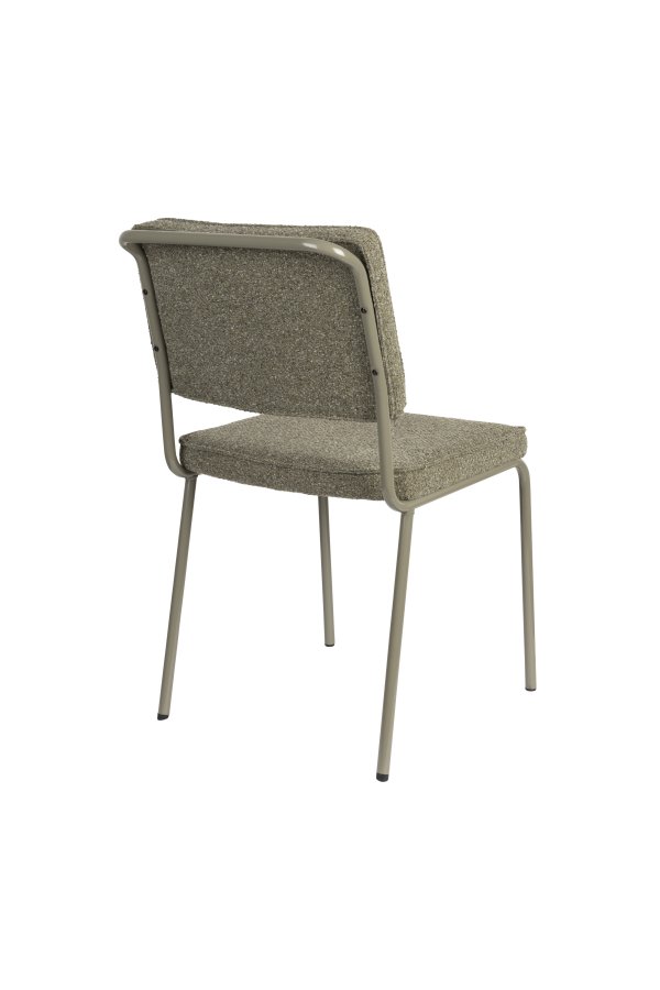 ZUIVER Buddy spisebordstol - olivengrnt boucléstoff og olivengrnt metall