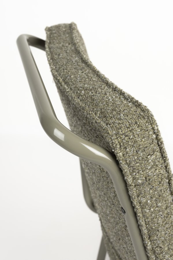 ZUIVER Buddy spisebordstol - olivengrnt boucléstoff og olivengrnt metall