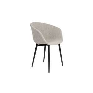 WHITE LABEL LIVING Charly spisebordsstol, m. armln - gr stof og sort metal