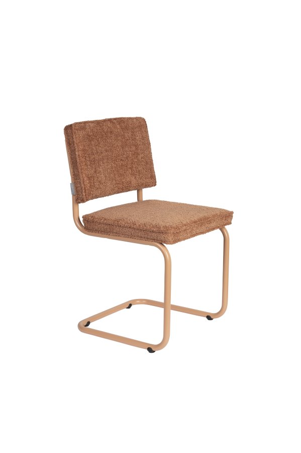 ZUIVER Ridge Myk spisestuestol - terrakotta polyester/nylon og oransje krom