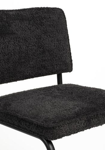 ZUIVER Ridge Soft spisestuestol - sort polyester/nylon og sort krom