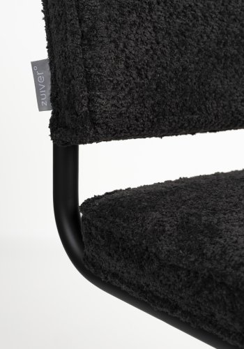 ZUIVER Ridge Soft spisestuestol - sort polyester/nylon og sort krom