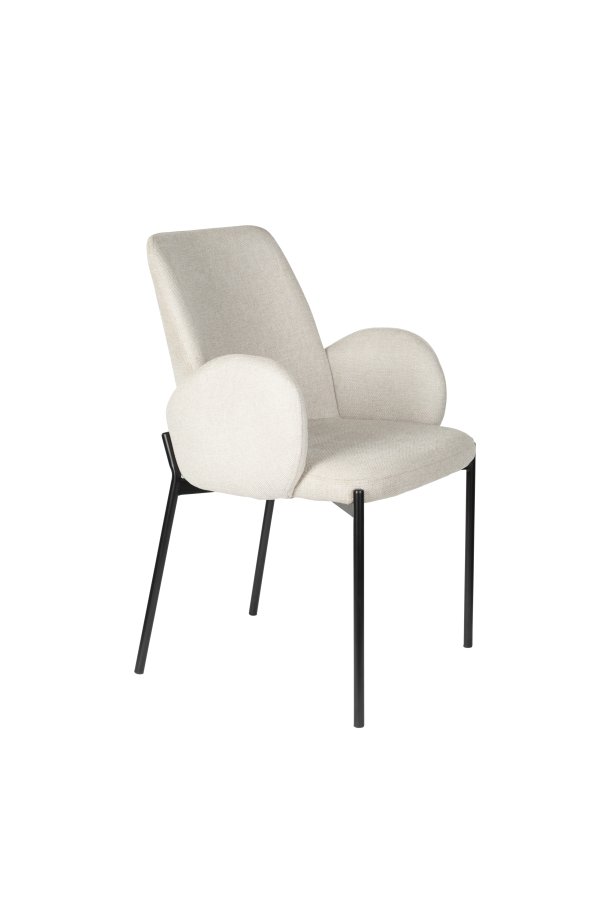 WHITE LABEL LIVING Tjarda spisebordsstol, med armlener - taupe polyester og svart jern