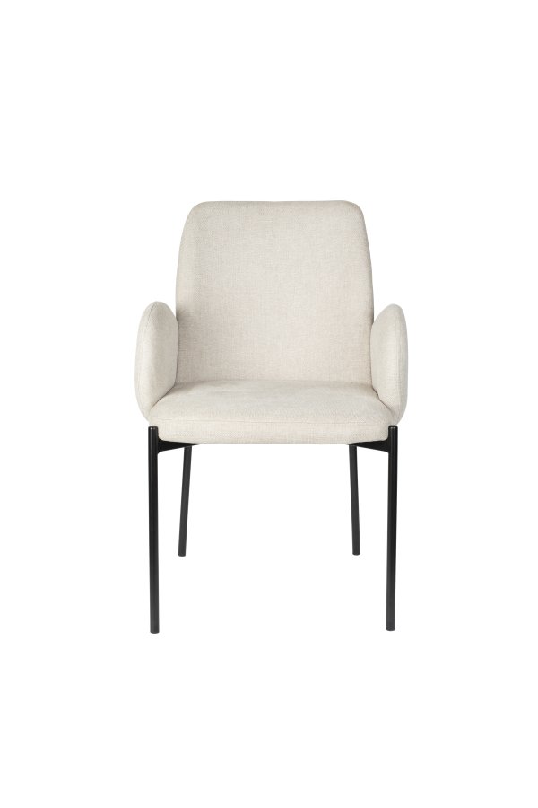 WHITE LABEL LIVING Tjarda spisebordsstol, med armlener - taupe polyester og svart jern