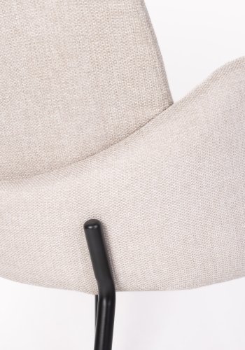 WHITE LABEL LIVING Tjarda spisebordsstol, med armlener - taupe polyester og svart jern