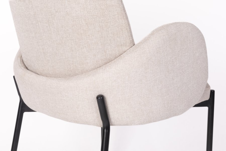 WHITE LABEL LIVING Tjarda spisebordsstol, med armlener - taupe polyester og svart jern