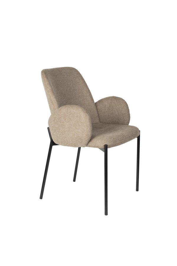 WHITE LABEL LIVING Tjarda spisebordsstol, med armlener - brun polyester og svart jern