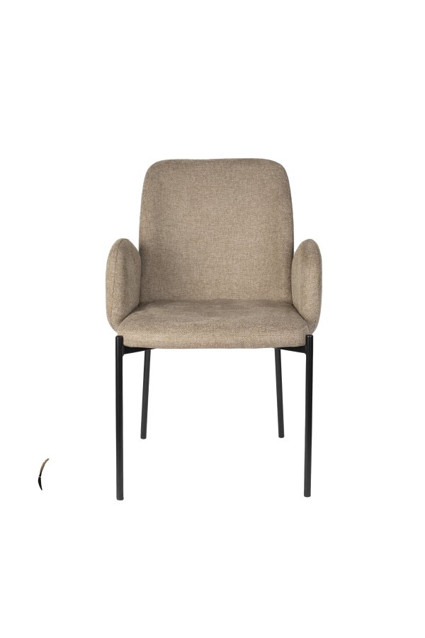 WHITE LABEL LIVING Tjarda spisebordsstol, med armlener - brun polyester og svart jern