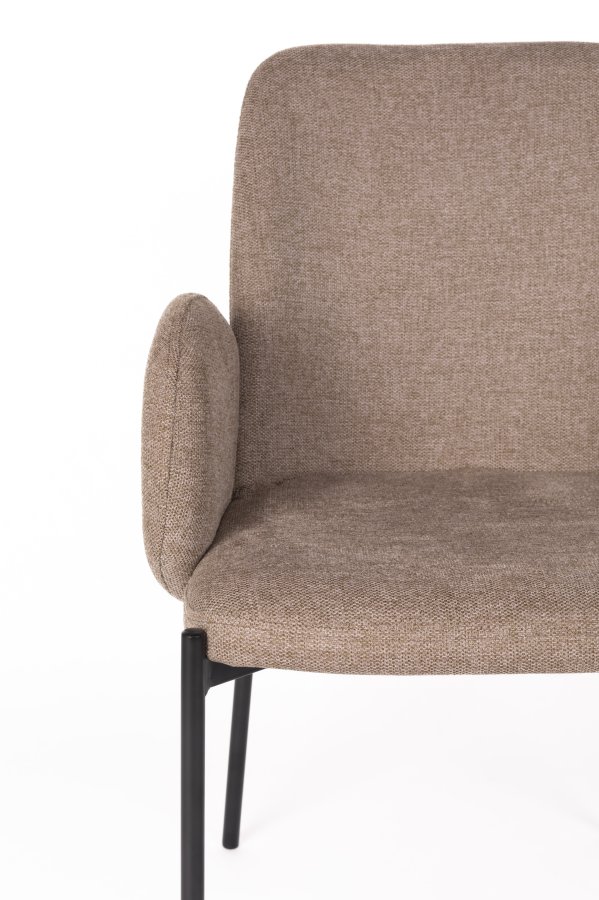 WHITE LABEL LIVING Tjarda spisebordsstol, med armlener - brun polyester og svart jern