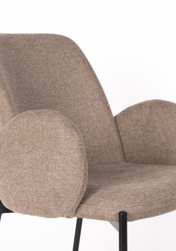 WHITE LABEL LIVING Tjarda spisebordsstol, med armlener - brun polyester og svart jern