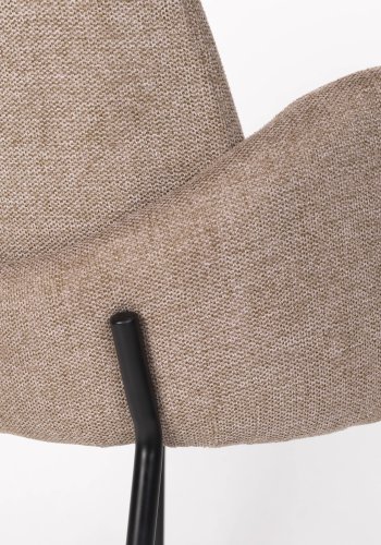 WHITE LABEL LIVING Tjarda spisebordsstol, med armlener - brun polyester og svart jern