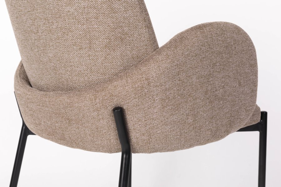 WHITE LABEL LIVING Tjarda spisebordsstol, med armlener - brun polyester og svart jern