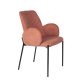 WHITE LABEL LIVING Tjarda spisebordsstol, med armlener - gammelrosa polyester og svart jern
