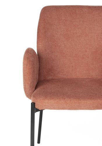 WHITE LABEL LIVING Tjarda spisebordsstol, med armlener - gammelrosa polyester og svart jern