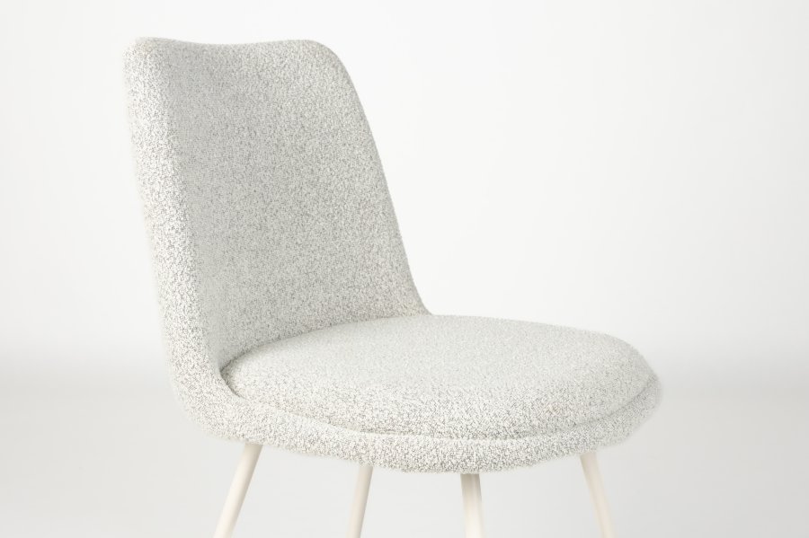 WHITE LABEL LIVING Fijs spisebordstol - taupe bouclé og strykejern
