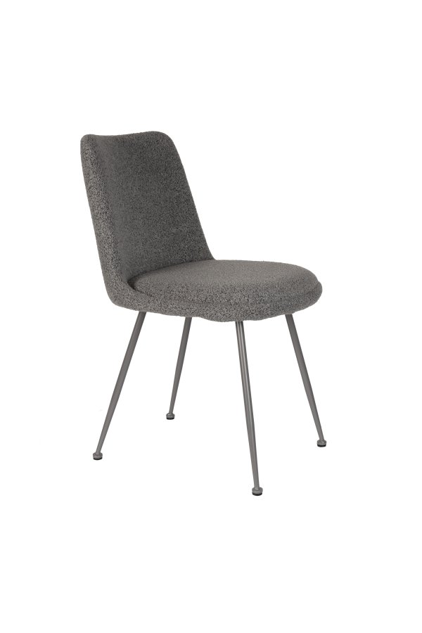 WHITE LABEL LIVING Fijs spisebordstol - gr bouclé og jern