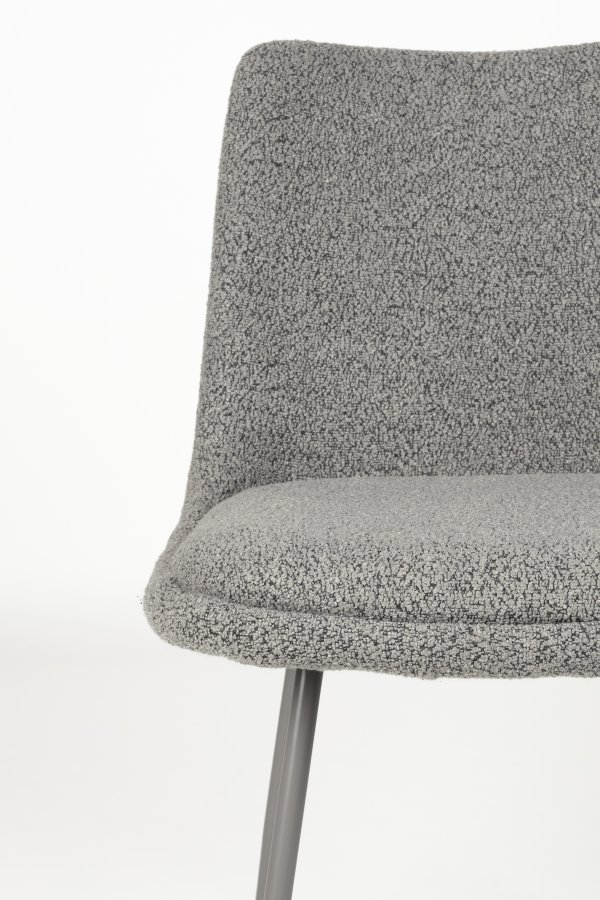 WHITE LABEL LIVING Fijs spisebordstol - gr bouclé og jern