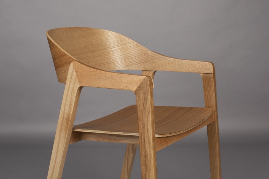 DUTCHBONE Westlake spisebordstol, med armlener - naturlig eik og kryssfiner