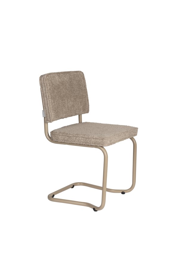ZUIVER Ridge spisebordsstol - Kink Soft beige stoff og rrformet ramme