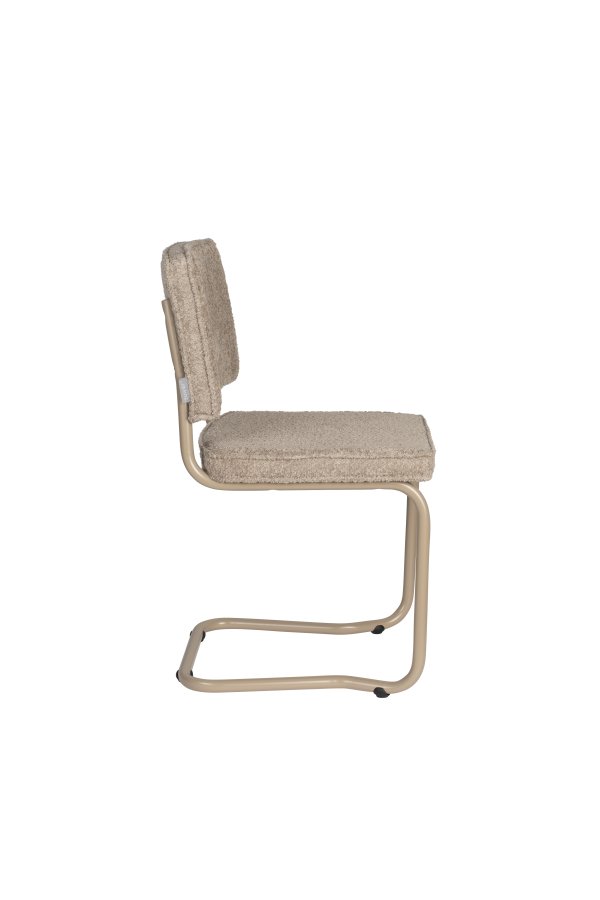 ZUIVER Ridge spisebordsstol - Kink Soft beige stoff og rrformet ramme