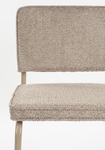ZUIVER Ridge spisebordsstol - Kink Soft beige stoff og rrformet ramme