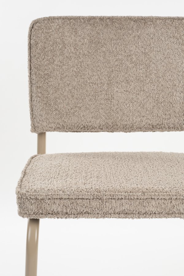 ZUIVER Ridge spisebordsstol - Kink Soft beige stoff og rrformet ramme