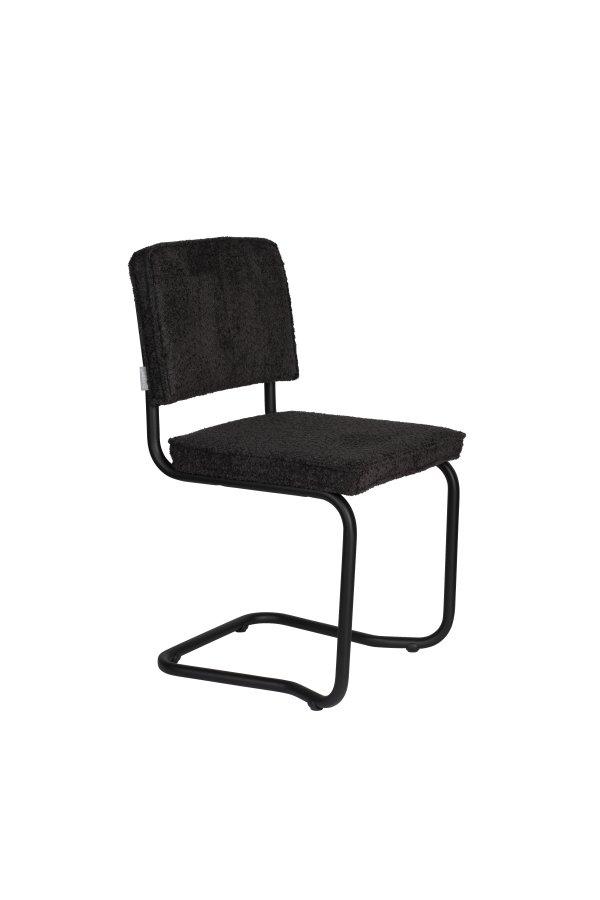 ZUIVER Ridge spisestol - Kink Mykt, svart stoff og rrformet ramme, stabelbar