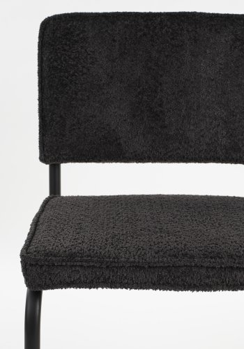 ZUIVER Ridge spisestol - Kink Mykt, svart stoff og rrformet ramme, stabelbar