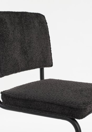 ZUIVER Ridge spisestol - Kink Mykt, svart stoff og rrformet ramme, stabelbar