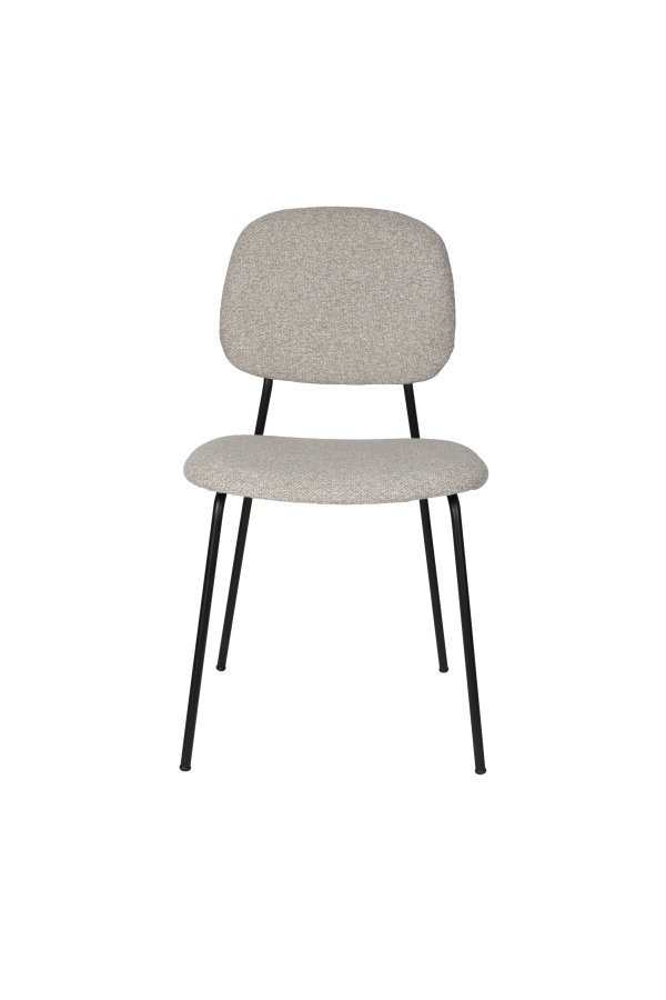 WHITE LABEL LIVING Roos spisestuestol - lys beige/gr polyester og svart stl