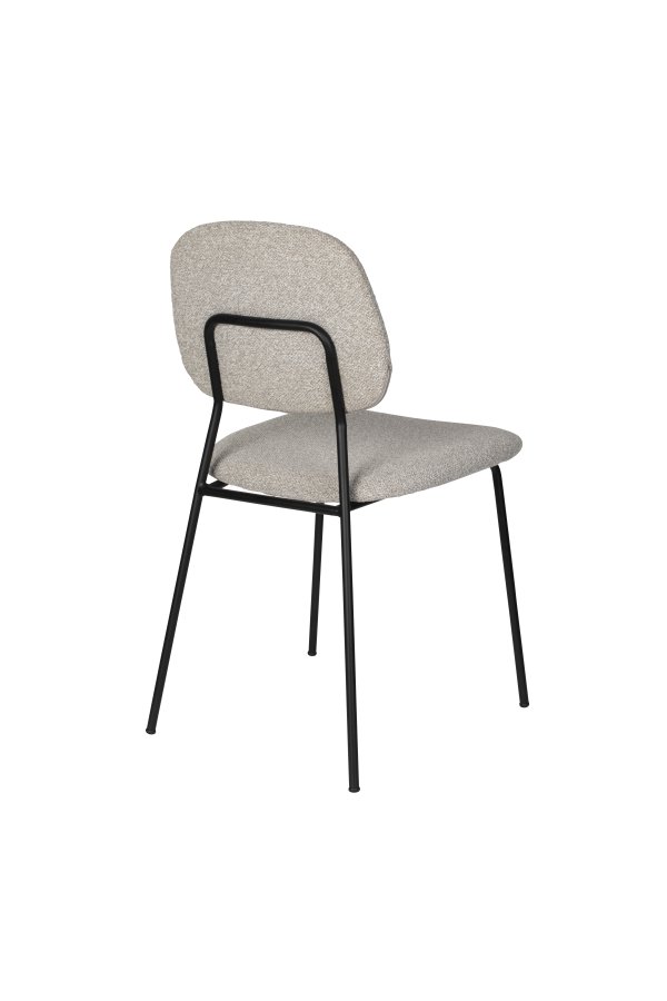 WHITE LABEL LIVING Roos spisestuestol - lys beige/gr polyester og svart stl