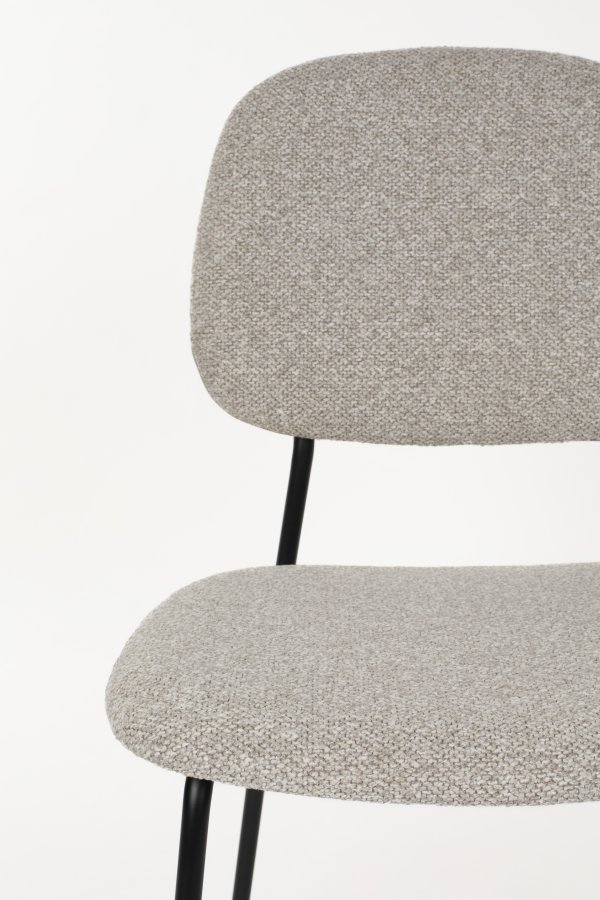 WHITE LABEL LIVING Roos spisestuestol - lys beige/gr polyester og svart stl