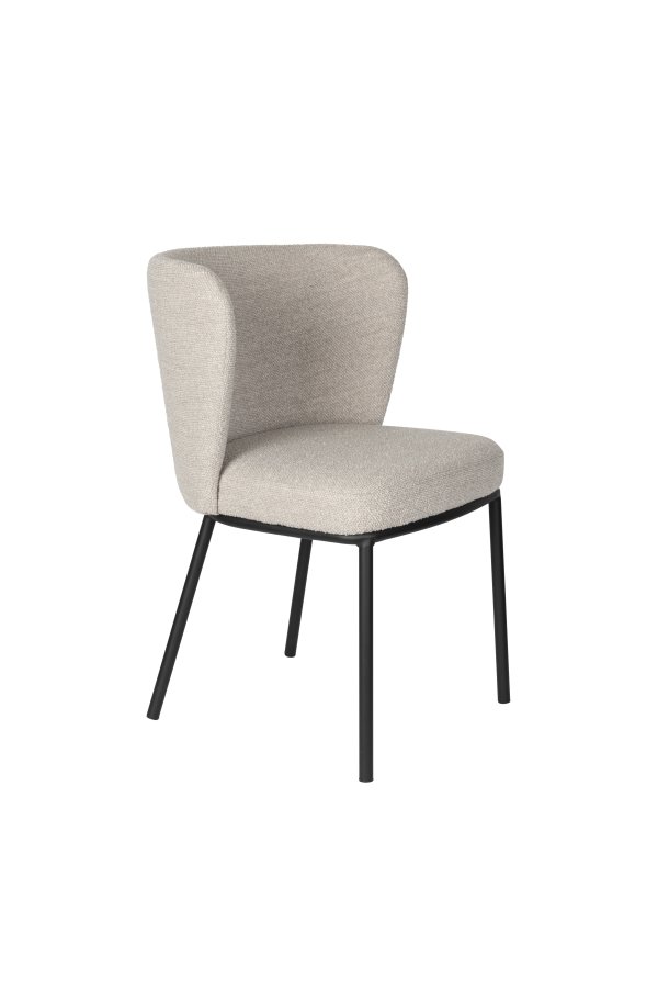 WHITE LABEL LIVING Guus spisestuestol - beige bouclé polyester og svart metall