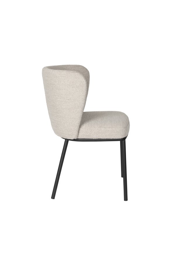 WHITE LABEL LIVING Guus spisestuestol - beige bouclé polyester og svart metall
