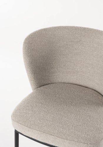 WHITE LABEL LIVING Guus spisestuestol - beige bouclé polyester og svart metall