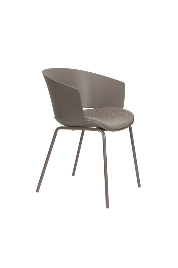 WHITE LABEL LIVING Jessica spisestuestol, med armlen - gr polypropylen/polyester/metall