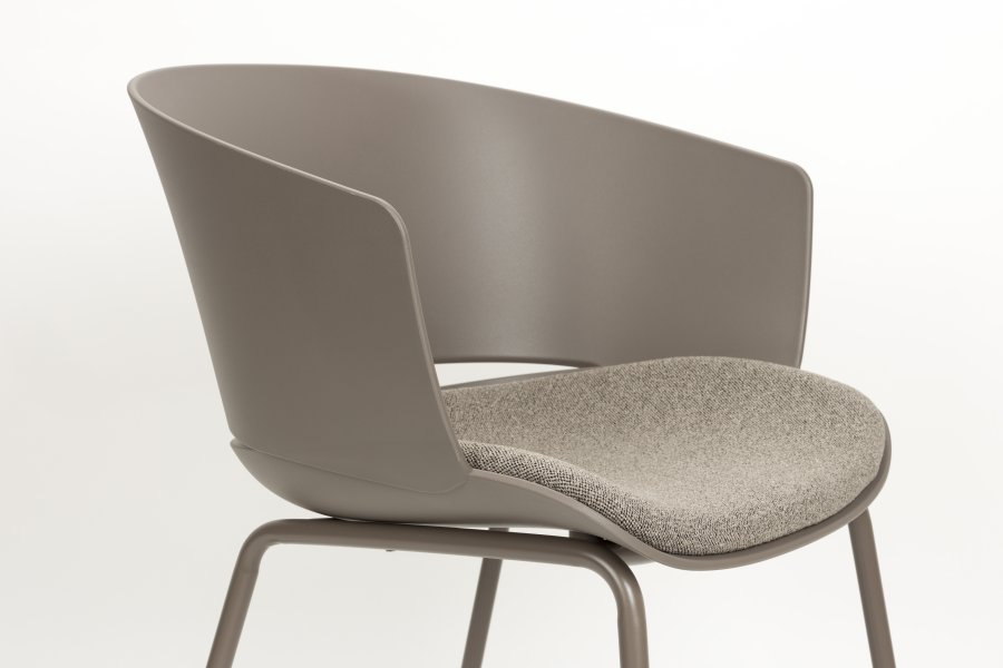 WHITE LABEL LIVING Jessica spisestuestol, med armlen - gr polypropylen/polyester/metall