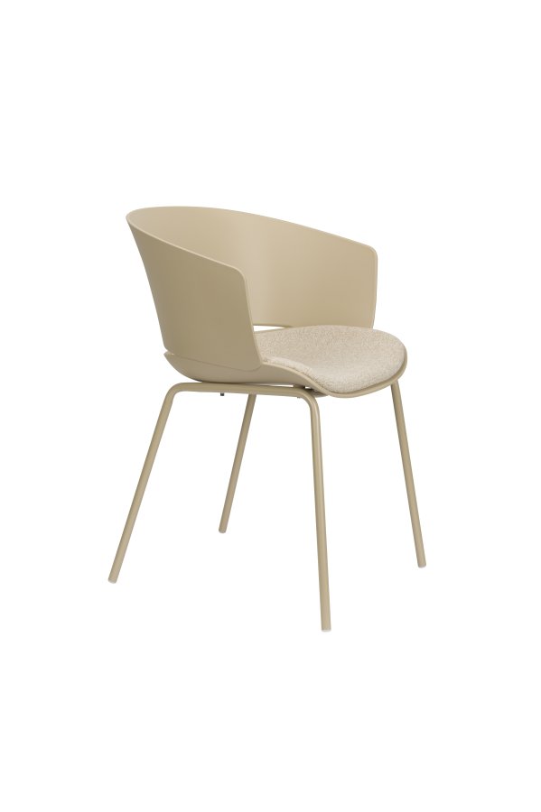WHITE LABEL LIVING Jessica spisestuestol, med armlen - beige polypropylen/polyester/metall