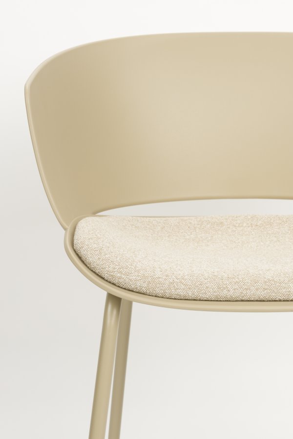 WHITE LABEL LIVING Jessica spisestuestol, med armlen - beige polypropylen/polyester/metall