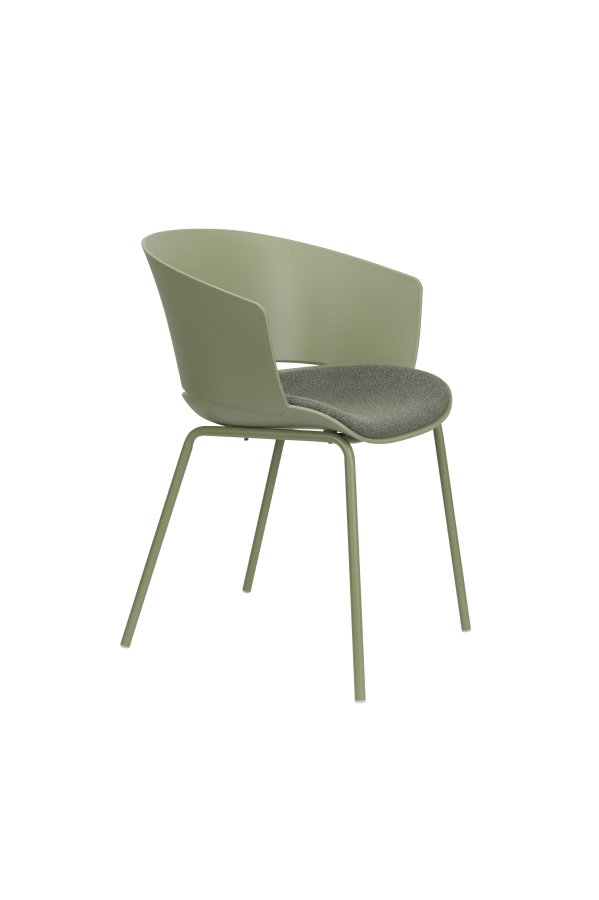 WHITE LABEL LIVING Jessica spisestuestol, med armlen - grnn polypropylen/polyester/metall