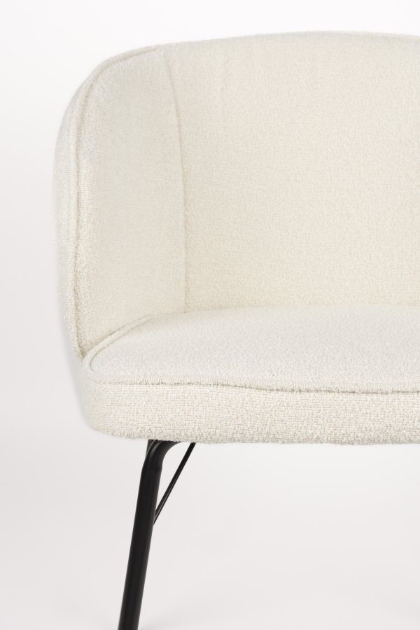 WHITE LABEL LIVING Joa spisestuestol, med armlen - hvit polyester og svart jern