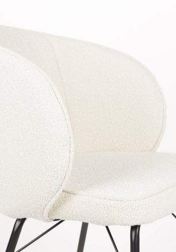 WHITE LABEL LIVING Joa spisestuestol, med armlen - hvit polyester og svart jern