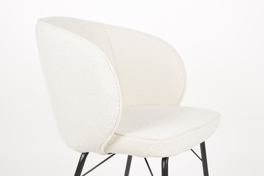 WHITE LABEL LIVING Joa spisestuestol, med armlen - hvit polyester og svart jern