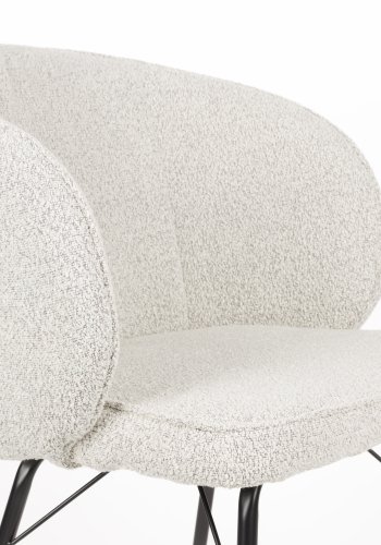 WHITE LABEL LIVING Joa spisestuestol, med armlen - beige polyester og svart jern